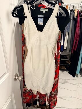 Ivory Bandage V-Neck Mini Dress